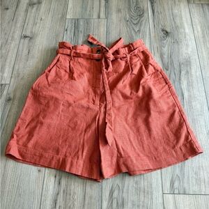 Princess Highway High Waist Linen Blend Rust Shorts Size 16